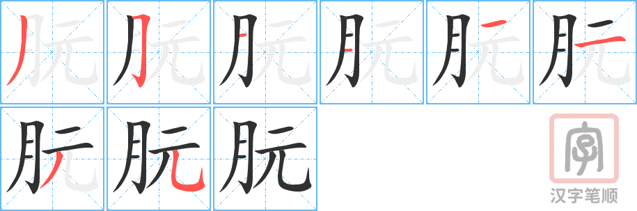 朊的笔顺分步演示（一笔一画写字）