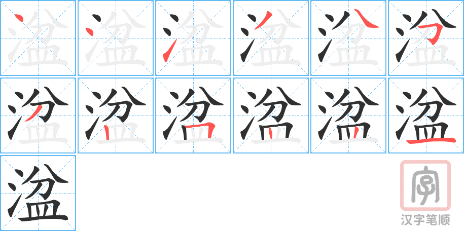 湓的笔顺分步演示（一笔一画写字）