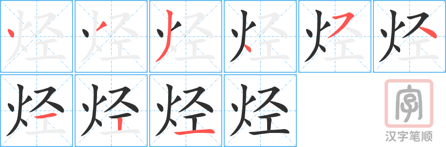 烃的笔顺分步演示（一笔一画写字）
