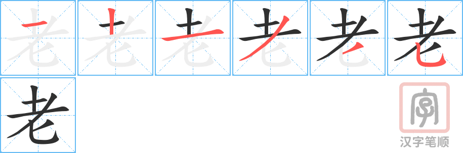 老的笔顺分步演示（一笔一画写字）