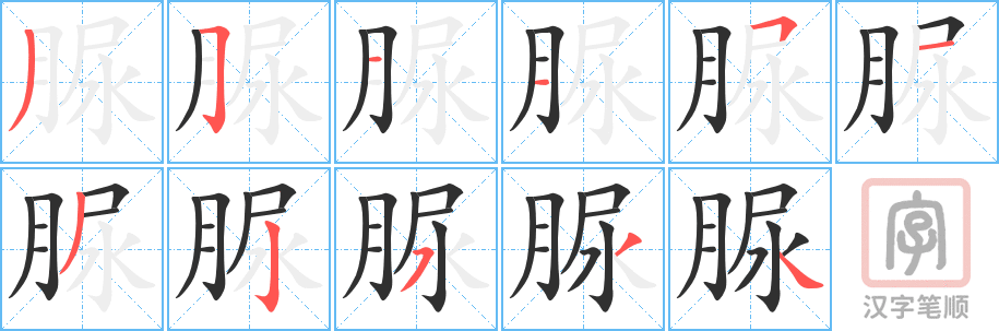 脲的笔顺分步演示（一笔一画写字）