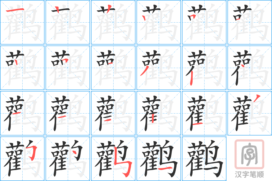 鹳的笔顺分步演示（一笔一画写字）