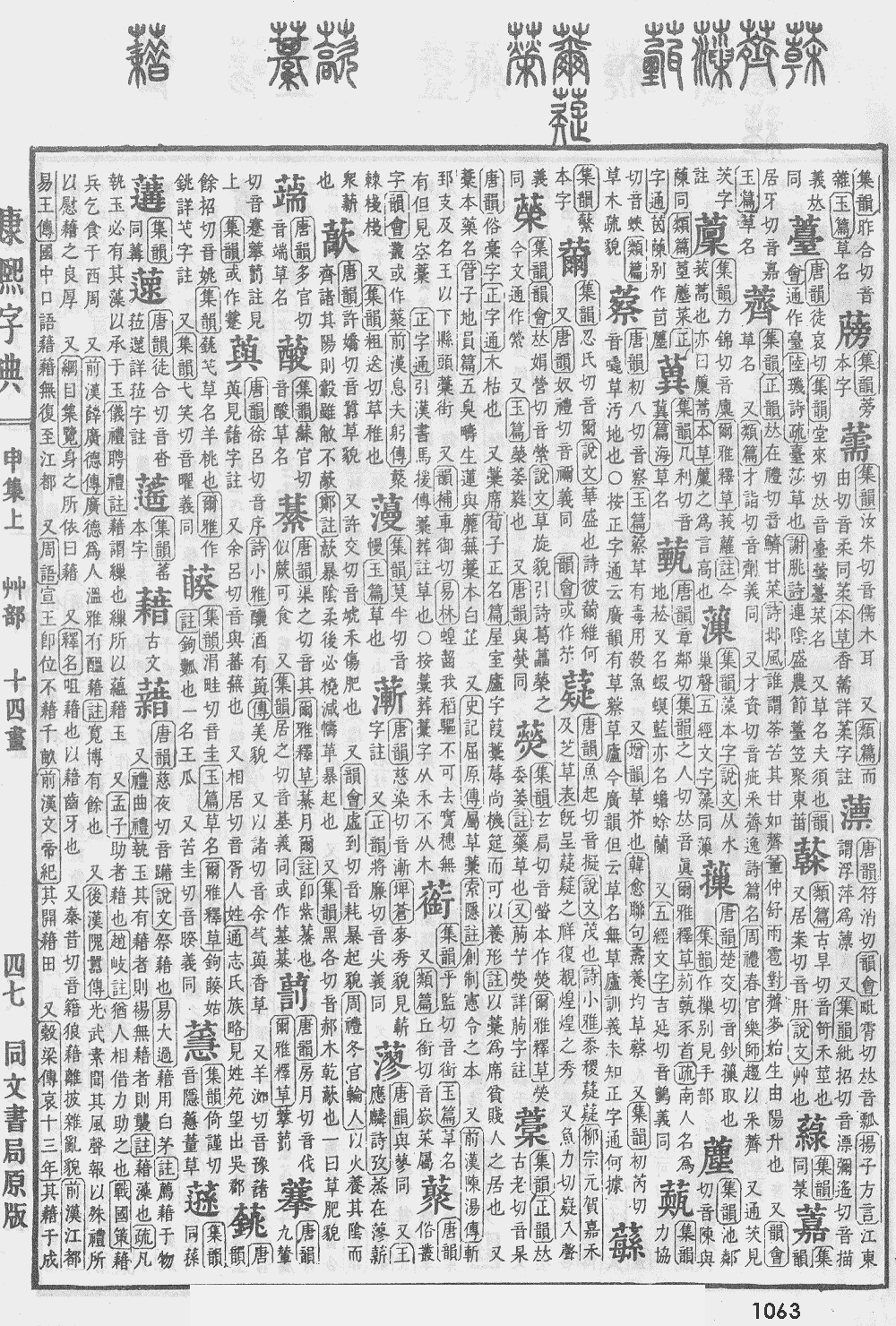 康熙字典第1063页图片